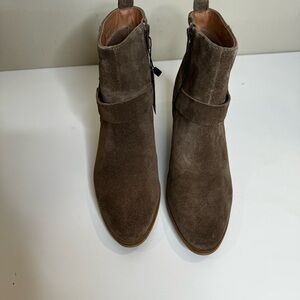 Crevo Hazen Suede Western-Inspired Stirrup Stacked Heel Bootie